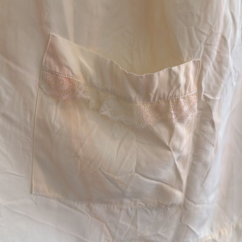 Vintage 50s/60s Barbizon Peach Lace Trim Pajama Top or Bed Jacket - Picture 4 of 10